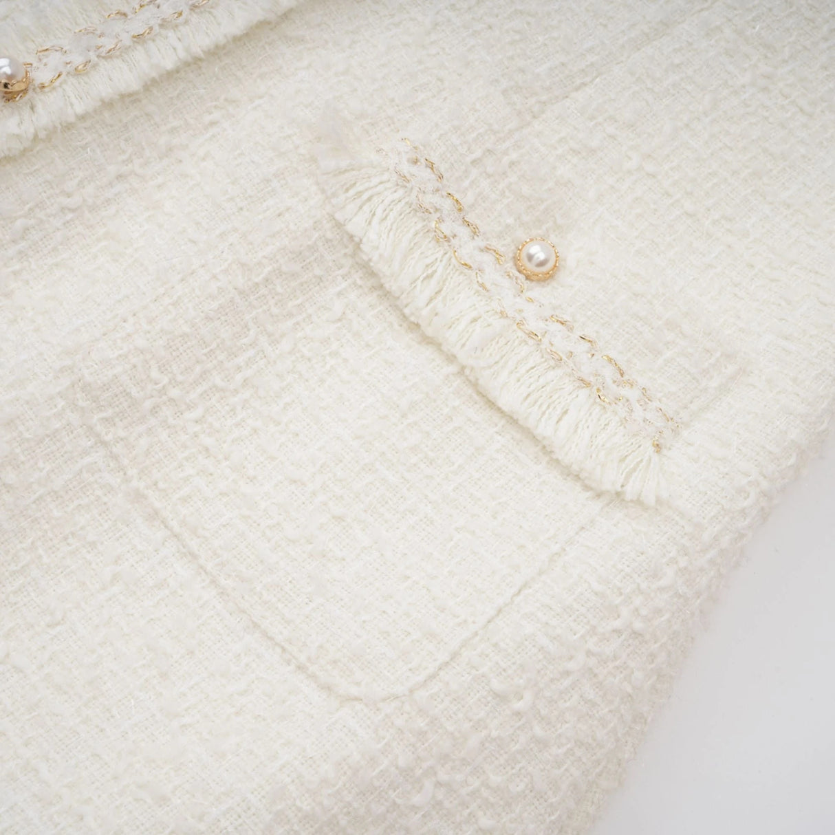 Gaëlle White Faux Pearl Tweed Mini Dress