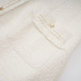 Gaëlle White Faux Pearl Tweed Mini Dress