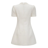 Gaëlle White Faux Pearl Tweed Mini Dress