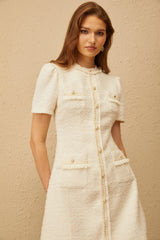 Gaëlle White Faux Pearl Tweed Mini Dress