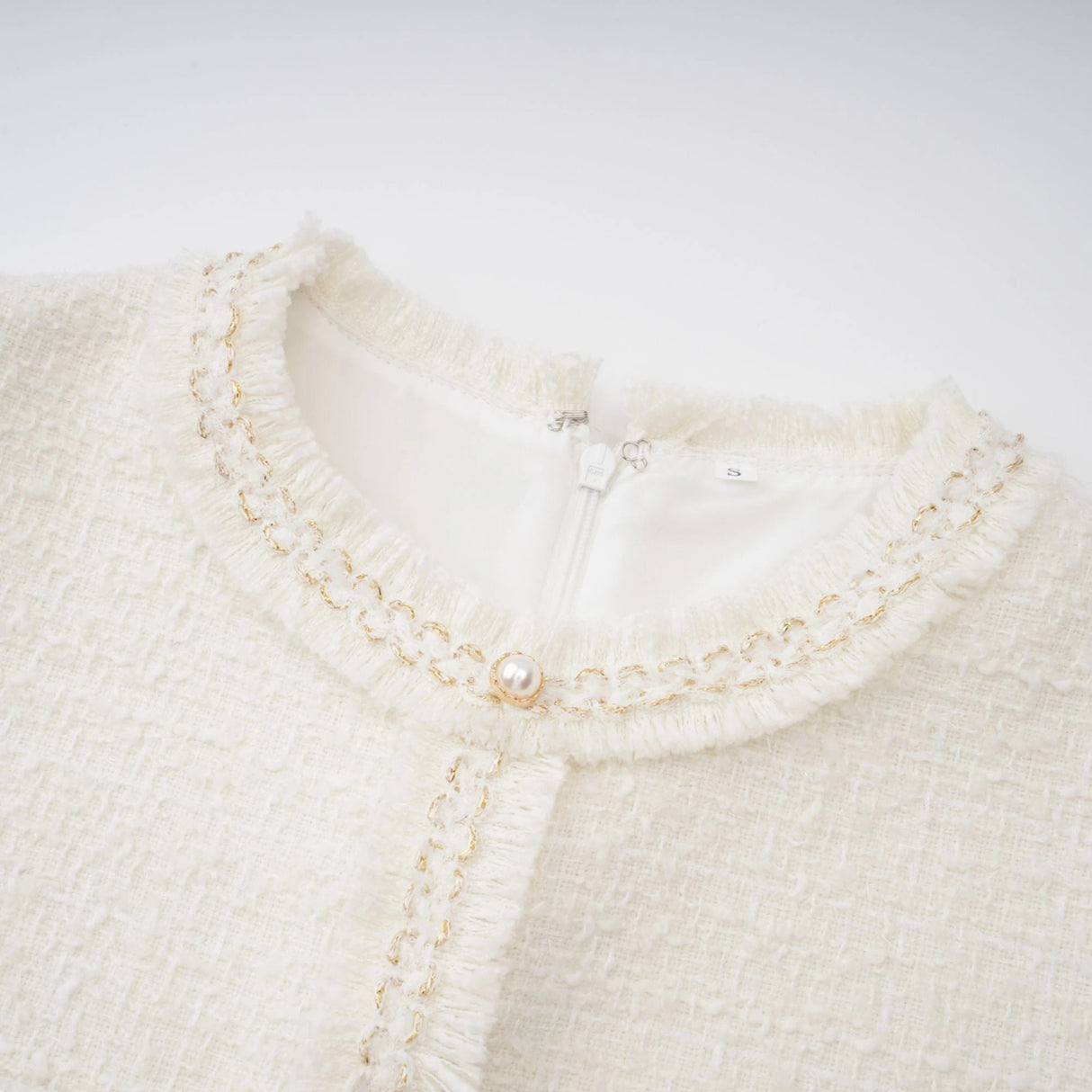 Gaëlle White Faux Pearl Tweed Mini Dress