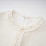 Gaëlle White Faux Pearl Tweed Mini Dress