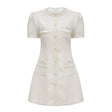 Gaëlle White Faux Pearl Tweed Mini Dress