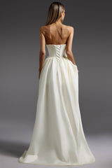 Gaetana Ivory Floral Embellished High-Low Dress
