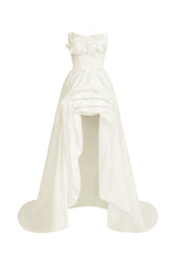 Gaetana Ivory Floral Embellished High-Low Dress