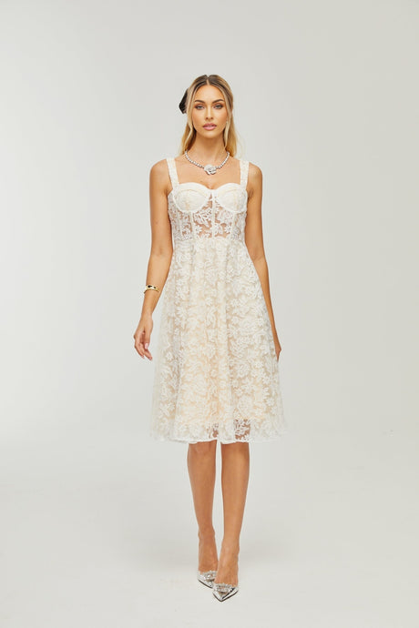 Gaia embroidered corset midi dress