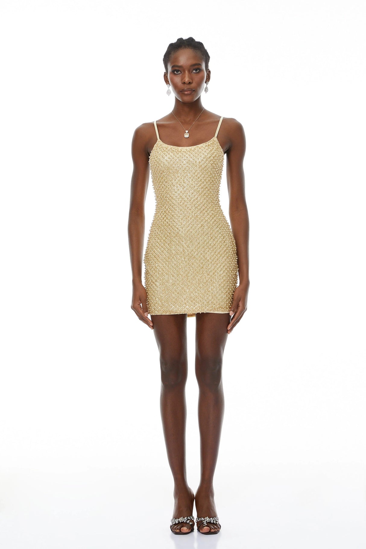 Gaia Gold Beaded Bodycon Mini Dress