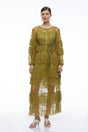 Galatea Green Tiered Lace Long Sleeves Maxi Dress
