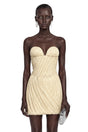 Gamze Champagne Off Shoulder Ruched Mini Dress