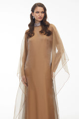 Ganna Camel Cape Maxi Dress
