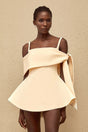 Garance Cream White Self Tie Flared Mini Dress