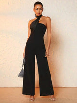 Gelsomina Jumpsuit - Regular Fit - Refined Style - Backless, Knot - Extra Long Length - High Waist - Medium Stretch Elasticity - Sleeveless