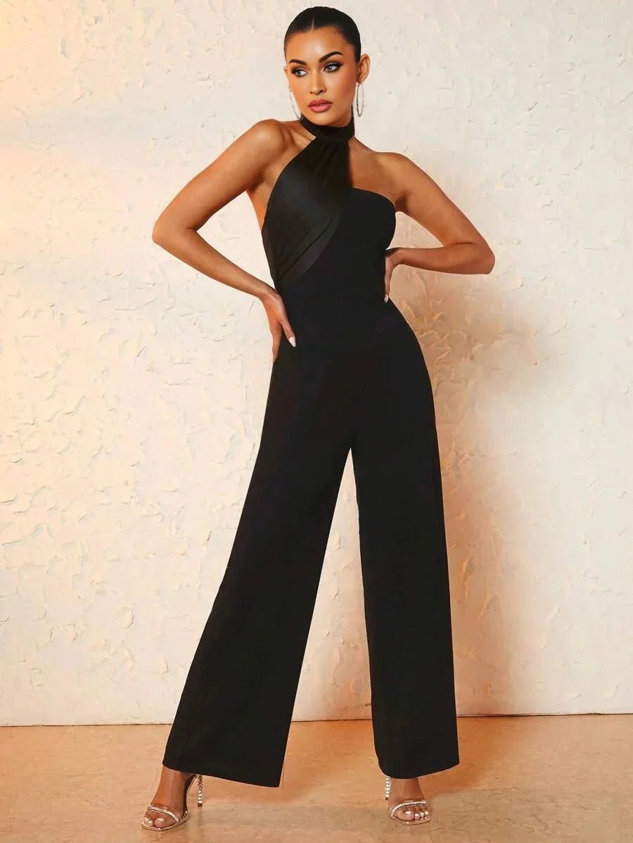 Gelsomina Jumpsuit - Regular Fit - Refined Style - Backless, Knot - Extra Long Length - High Waist - Medium Stretch Elasticity - Sleeveless