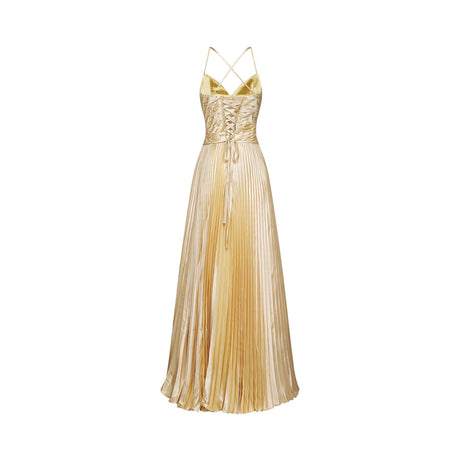Gelsomina Maxi Dress - V Neck - Bustier Style - Sequin Embellished - Sleeveless - Pleated