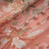 Gelsomina Midi Dress Pink Floral Print Puff Sleeve V - Neck Flared Calf Length