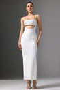 Gelsomina White Maxi Dress with Cutout Design and Beaded Detailing