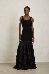 Gemma Black 3D Petal Panel Mermaid Maxi Dress