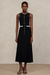 Gemma Black Pearl Detail Sleeveless Dress for Women