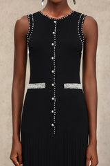 Gemma Black Pearl Detail Sleeveless Dress