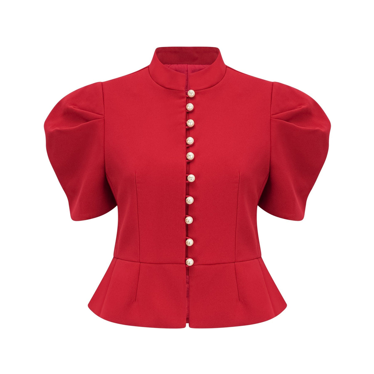 Gemma Blouse & Skirt - Crew Neck - Short Petal Sleeves - Pleated Detailing - Ruffled Trim