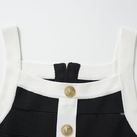 Gemma Dress - Fitted Bodycon Silhouette - Panel Detailing With Button Accents - Tailored Fit - Versatile Styling for Any Occasion