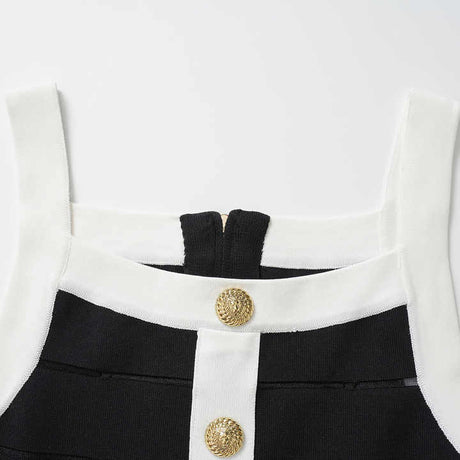 Gemma Dress - Fitted Bodycon Silhouette - Panel Detailing With Button Accents - Tailored Fit - Versatile Styling for Any Occasion