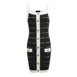 Gemma Dress - Fitted Bodycon Silhouette - Panel Detailing With Button Accents - Tailored Fit - Versatile Styling for Any Occasion