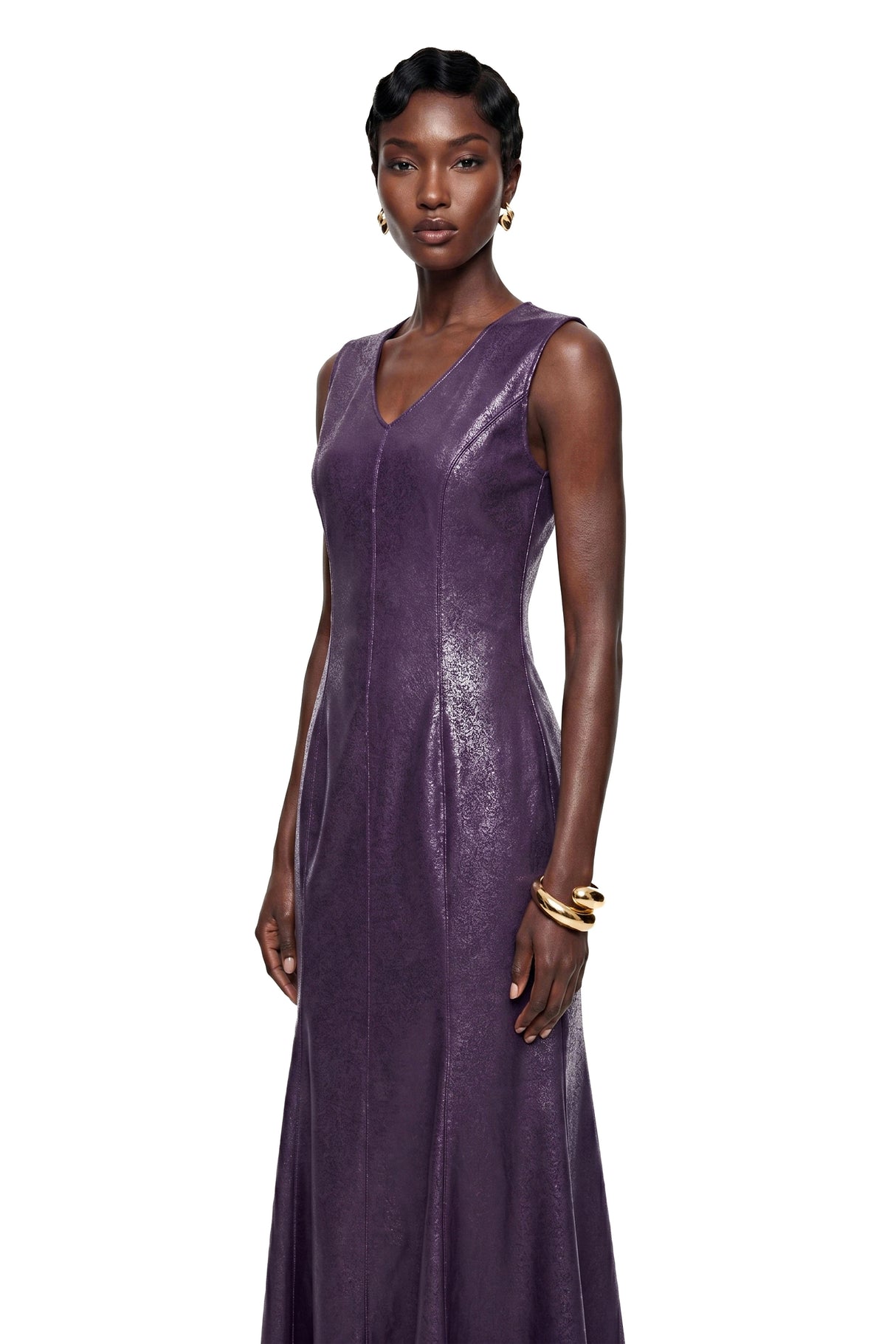 Gemma Purple VNeck Fishtail Maxi Dress