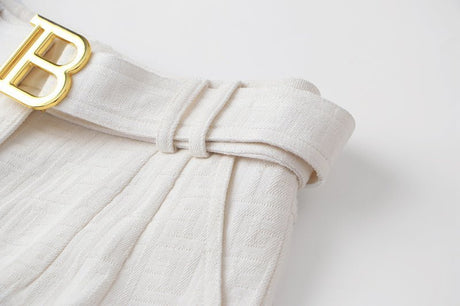 Gemma Tailored High - Waist Shorts - Structured Silhouette - Versatile Styling - Lightweight Fabric - Signature Buckle Feature