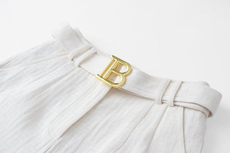 Gemma Tailored High - Waist Shorts - Structured Silhouette - Versatile Styling - Lightweight Fabric - Signature Buckle Feature