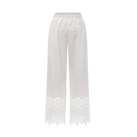 Gemma Top & Trousers - Short Sleeves - Stand - up Collar - Cut - out Design - Wide Leg