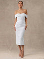 Genesis Midi Dress - Off The Shoulder - Wedding - Pencil Hem - Bodycon - Elegant