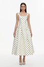 Genesis White Polka Dot Sleeveless Maxi Dress Square Neckline