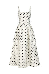 Genesis White Polka Dot Sleeveless Maxi Dress