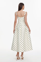 Genesis White Polka Dot Sleeveless Maxi Dress