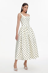 Genesis White Polka Dot Sleeveless Maxi Dress