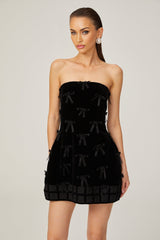 Geneviève black bowdetail mini dress