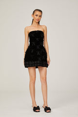 Geneviève black bowdetail mini dress