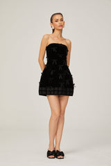 Geneviève black bowdetail mini dress