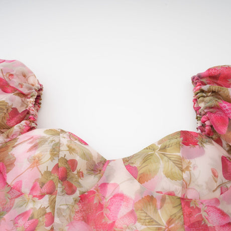 Geneviève fruitprint ruffled maxi dress