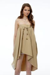 Genevieve Khaki Asymmetrical Convertible Mini Dress