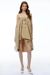 Genevieve Khaki Asymmetrical Convertible Mini Dress