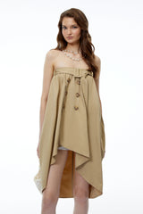 Genevieve Khaki Asymmetrical Convertible Mini Dress