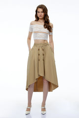Genevieve Khaki Asymmetrical Convertible Skirt
