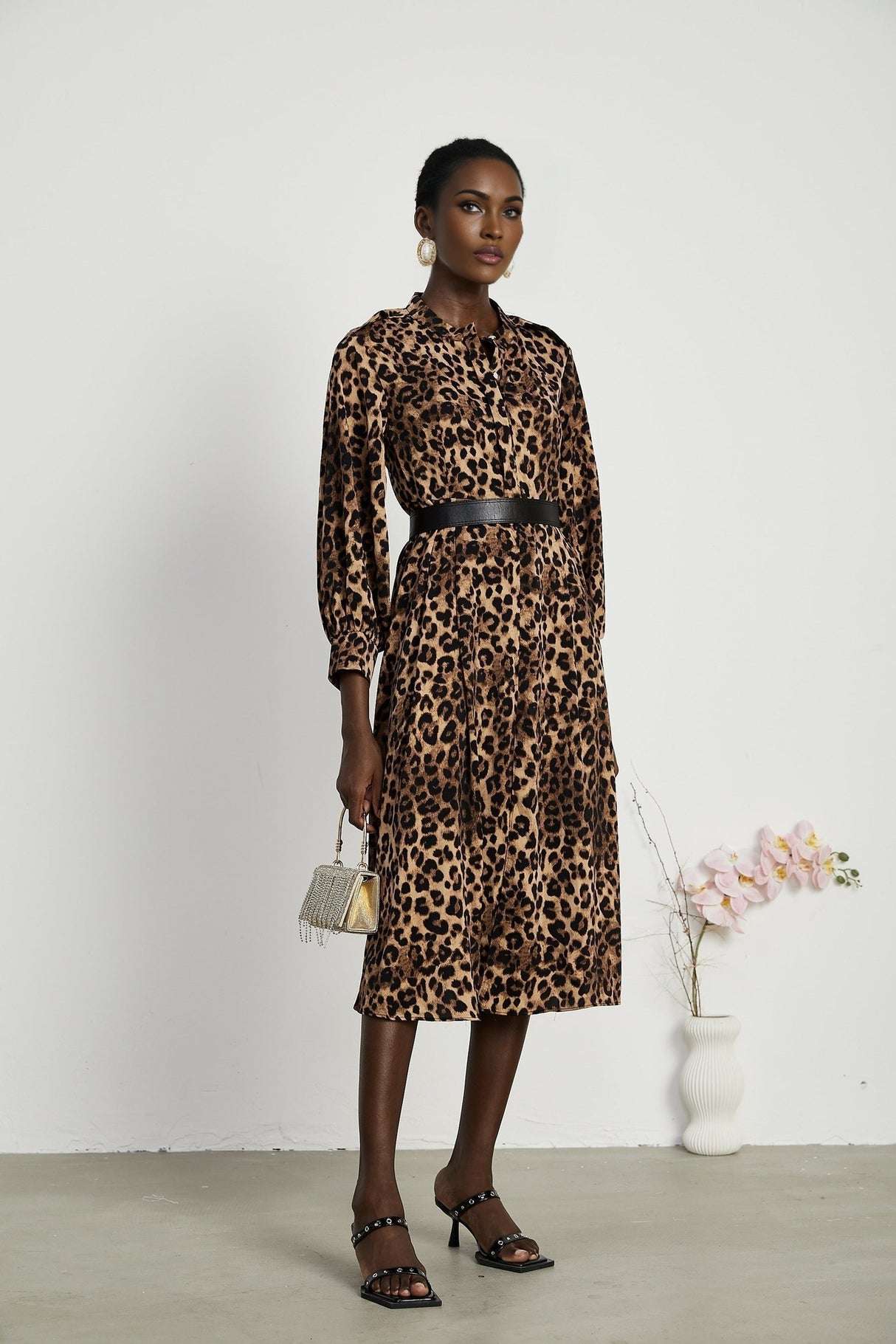 Geneviève leopardprint midi dress