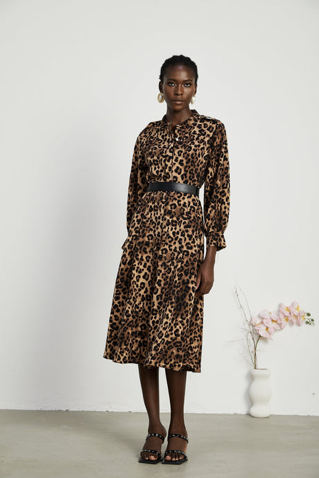Geneviève leopardprint midi dress