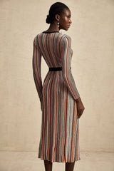 Genevieve Midi Dress - Knitted V - Neck Wrap Long Sleeve Sequin Embellished