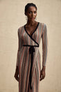 Genevieve Midi Dress - Knitted V - Neck Wrap Long Sleeve Sequin Embellished