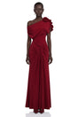 Genevieve Red One Shoulder Ruched Maxi Dress