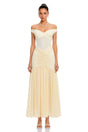 Geneviève Yellow Off Shoulder Ruched Maxi Dress